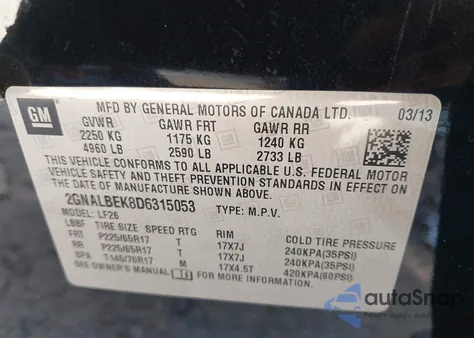 2013 Chevrolet Equinox Ls from USA, damaged, VIN 2GNALBEK8D6315053